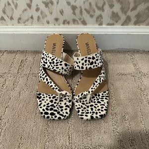 Vaneli Black and White Slide Sandals with Dalmatian Print